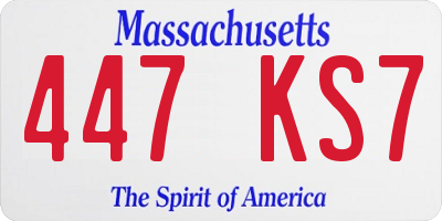 MA license plate 447KS7