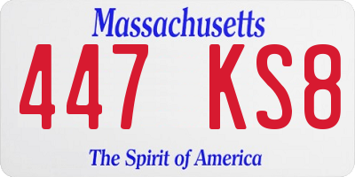 MA license plate 447KS8
