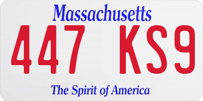 MA license plate 447KS9