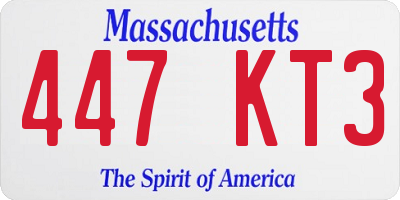 MA license plate 447KT3