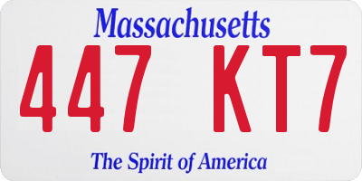 MA license plate 447KT7