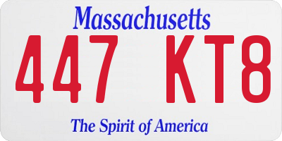 MA license plate 447KT8