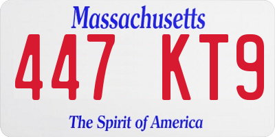 MA license plate 447KT9