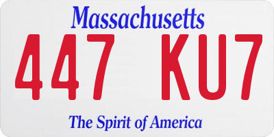 MA license plate 447KU7
