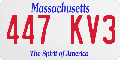MA license plate 447KV3