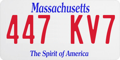 MA license plate 447KV7