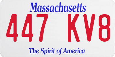 MA license plate 447KV8