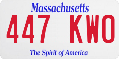 MA license plate 447KW0