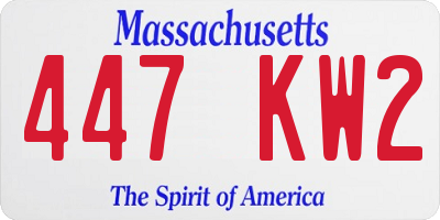 MA license plate 447KW2