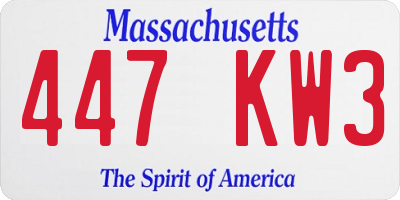 MA license plate 447KW3