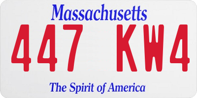MA license plate 447KW4