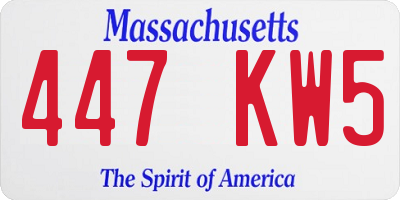 MA license plate 447KW5