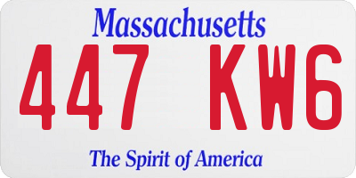 MA license plate 447KW6