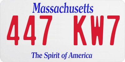 MA license plate 447KW7