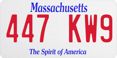 MA license plate 447KW9