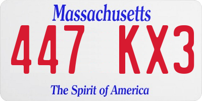 MA license plate 447KX3