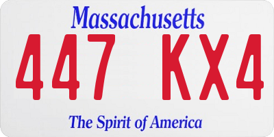 MA license plate 447KX4