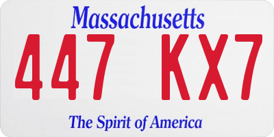 MA license plate 447KX7