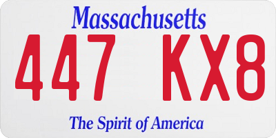 MA license plate 447KX8