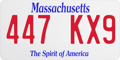 MA license plate 447KX9
