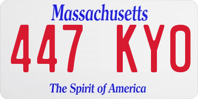 MA license plate 447KY0