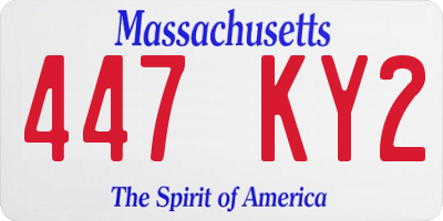MA license plate 447KY2