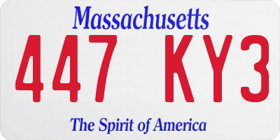 MA license plate 447KY3
