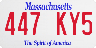 MA license plate 447KY5