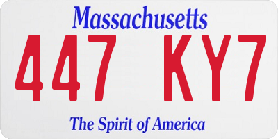 MA license plate 447KY7