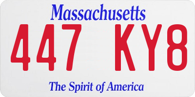 MA license plate 447KY8