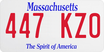 MA license plate 447KZ0