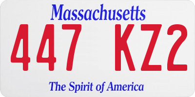 MA license plate 447KZ2