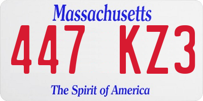 MA license plate 447KZ3