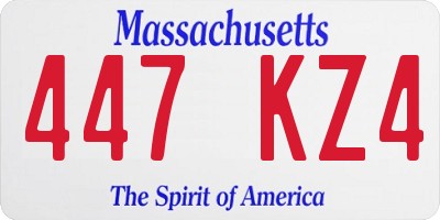 MA license plate 447KZ4