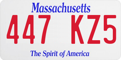 MA license plate 447KZ5