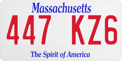 MA license plate 447KZ6