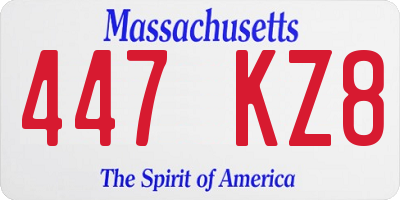 MA license plate 447KZ8