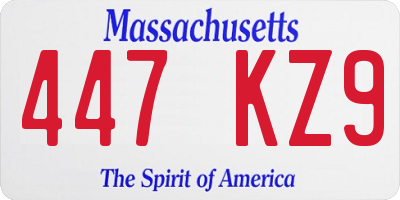 MA license plate 447KZ9