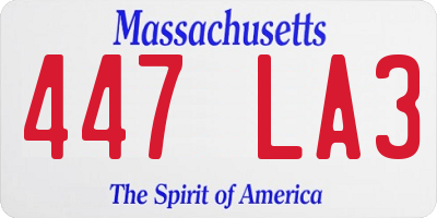 MA license plate 447LA3