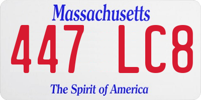 MA license plate 447LC8