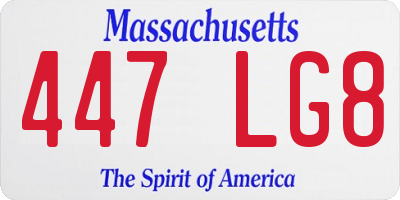 MA license plate 447LG8