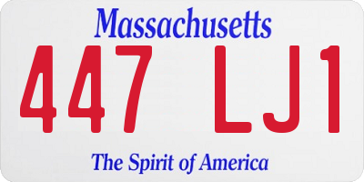MA license plate 447LJ1