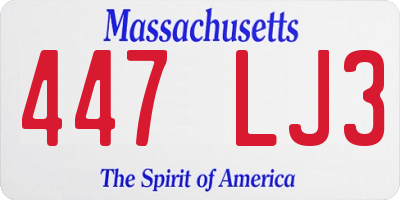 MA license plate 447LJ3
