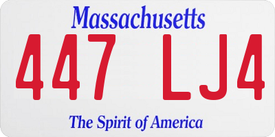 MA license plate 447LJ4