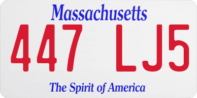 MA license plate 447LJ5