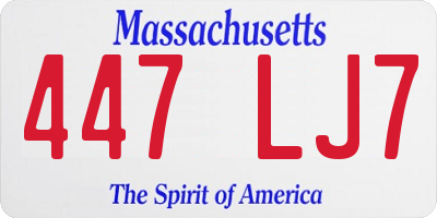 MA license plate 447LJ7