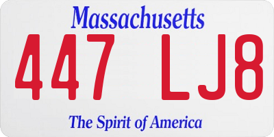 MA license plate 447LJ8