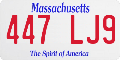 MA license plate 447LJ9