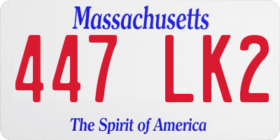 MA license plate 447LK2