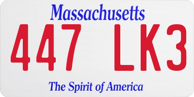 MA license plate 447LK3